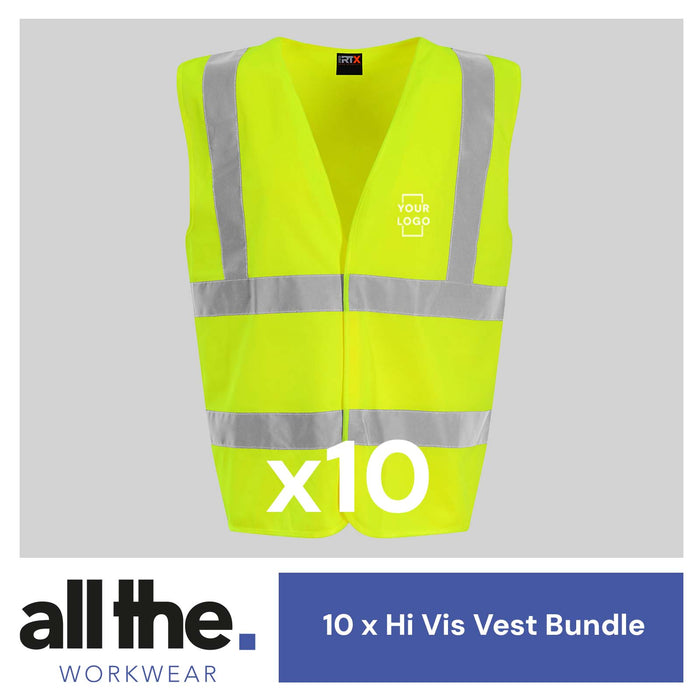 10 Piece Hi-Vis Vest Bundle - All The Merchandise