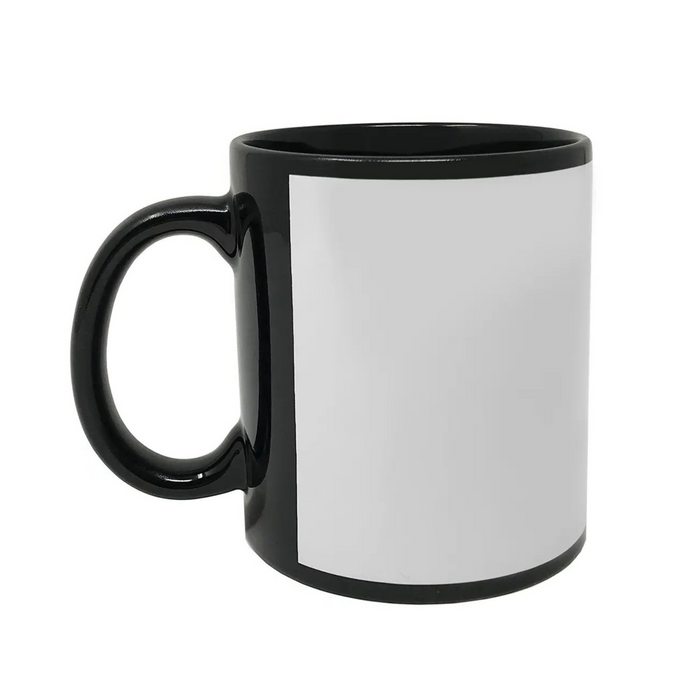 Black Sublimation Mugs with White Patch