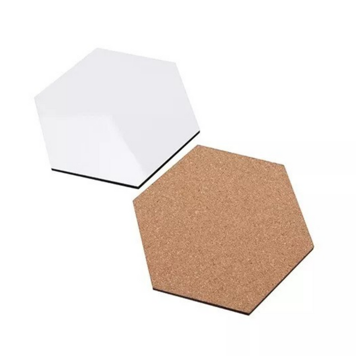 Sublimation Blanks Hexagon Coaster with Cork Back