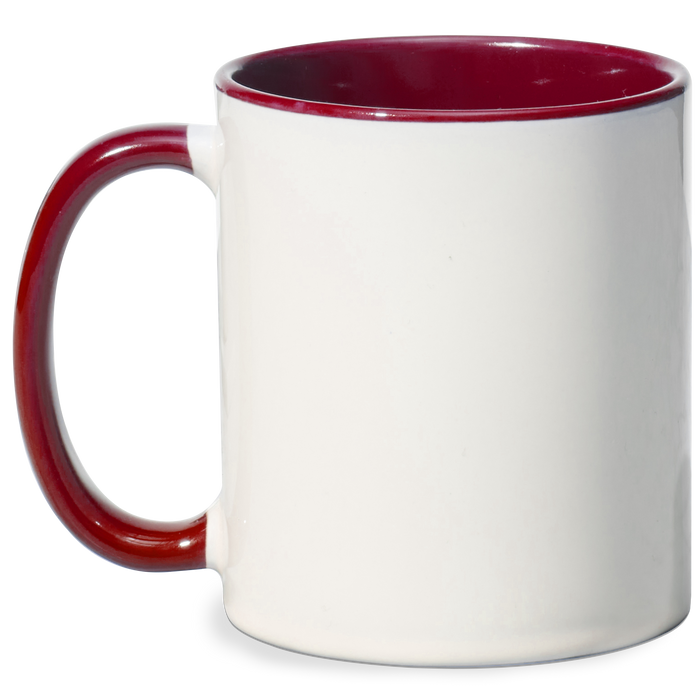 Sublimation Blanks Contrast Handle Ceramic Mug (11oz) - Burgundy