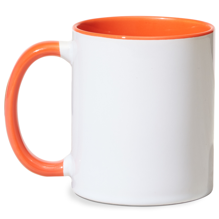 Sublimation Blanks Contrast Handle Ceramic Mug (11oz) - Orange