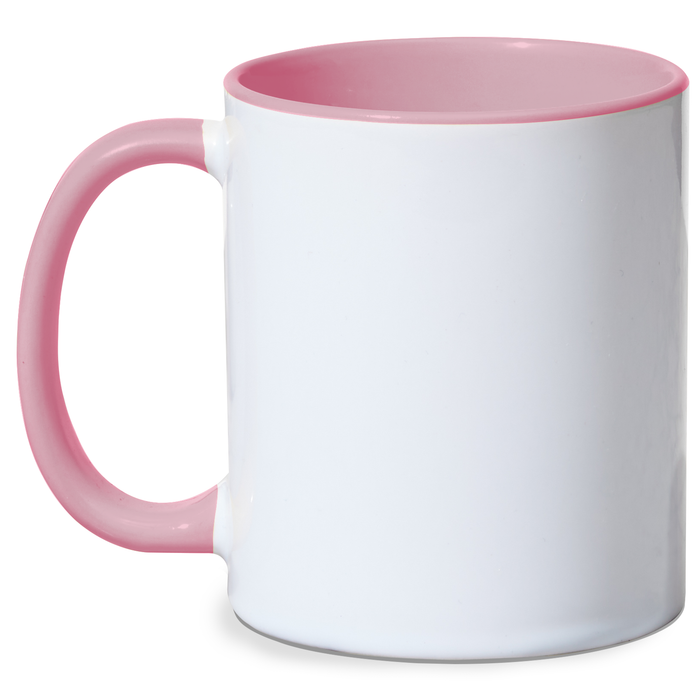 Sublimation Blanks Contrast Handle Ceramic Mug (11oz) - Pink