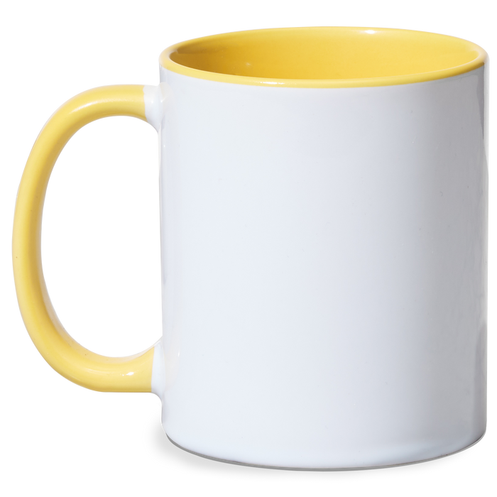 Sublimation Blanks Contrast Handle Ceramic Mug (11oz) - Yellow