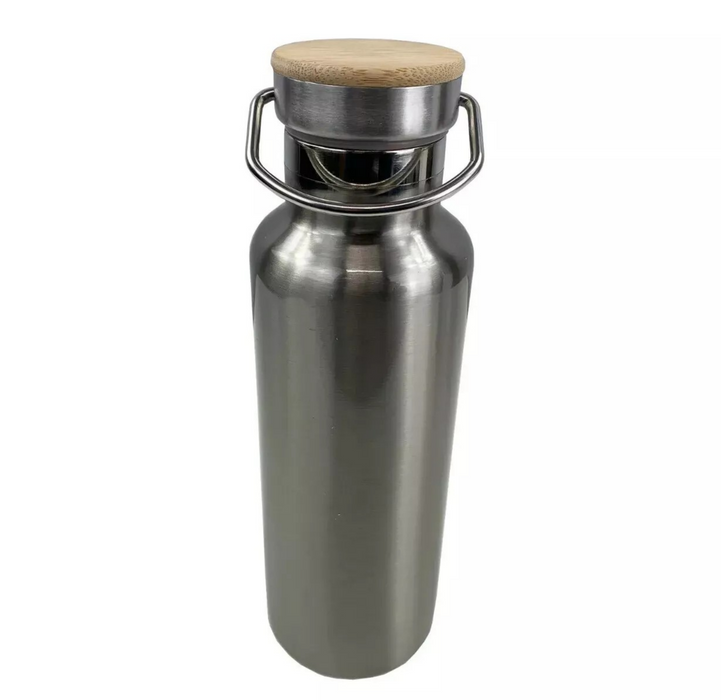 Sublimation Blanks Bamboo Stainless Steel Bottle 600ml (Silver)